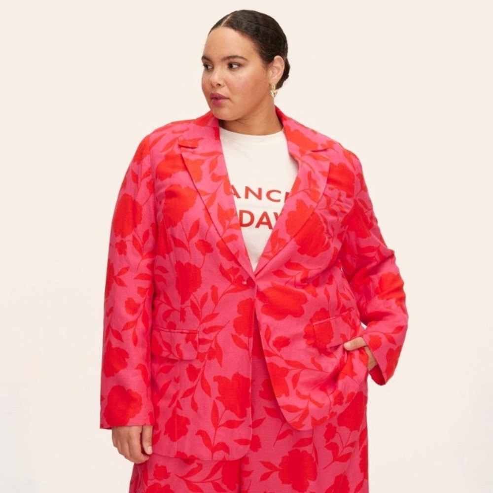 Kate Spade x Target Pink Red Rose Blazer XXL